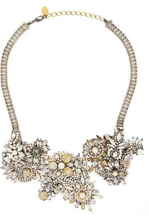 Erickson Beamon Gold Plated Swarovski Crystal And Pearl Necklace