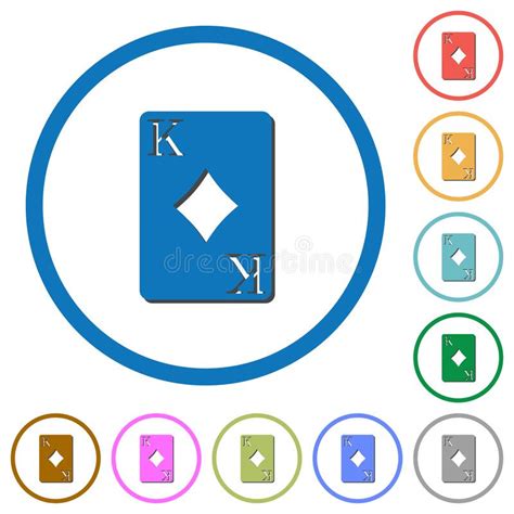 King Of Diamonds Card Icons With Shadows And Outlines Stock Vector