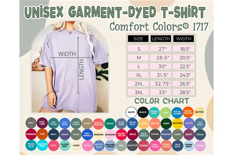 Comfort Colors 1717 Size Chart Graphic By Donalpack65 · Creative Fabrica