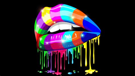 Download Paint Colorful Rainbow Artistic Lips Hd Wallpaper