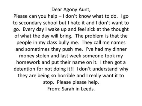 agony aunt letter by he4therlouise teaching resources tes