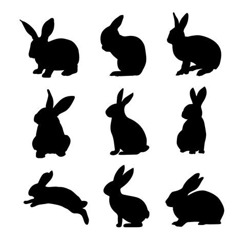Rabbit Black Silhouettes Collection 7539039 Vector Art At Vecteezy