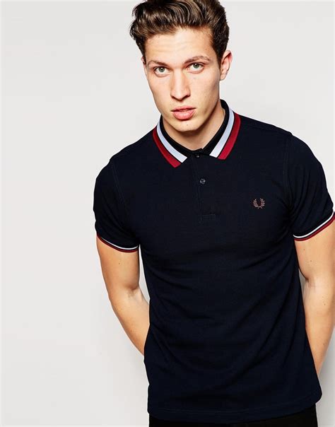 Lyst Fred Perry Polo Shirt With Bold Tipping Slim Fit In Blue For Men