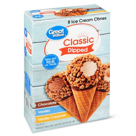 Great Value Classic Dipped Ice Cream Cones 8 Count 36 Oz Walmart