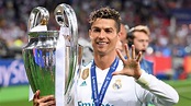 Cristiano Ronaldo CR7 With Cup In Blur Stadium Background Is Wearing ...