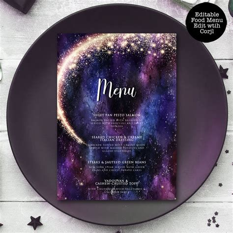 Galaxy Dinner Menu Starry Menu Food Menu Space Themed Menu Etsy