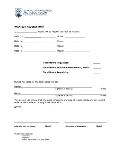 Professional Employee Vacation Request Forms Word Templatelab