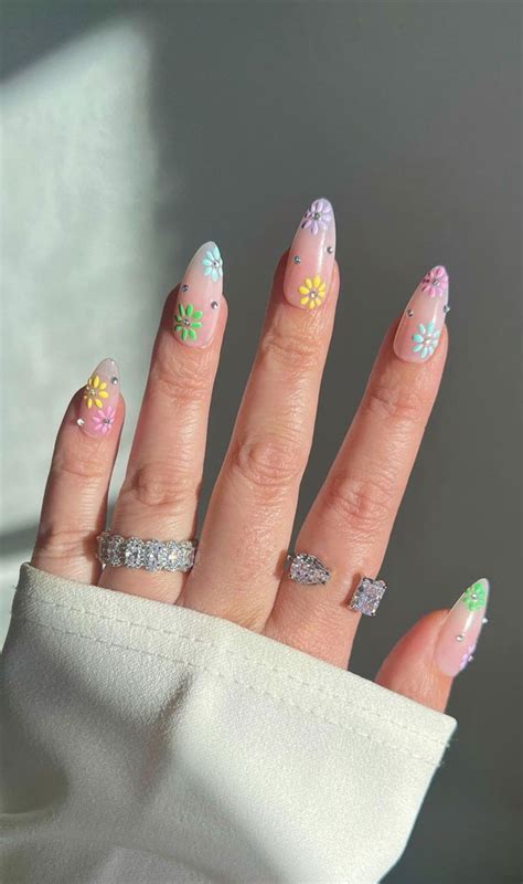 35 Almond Nails For A Cute Spring Update Pastel Flower Nails