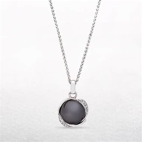 Smokey Grey Pearl Pendant With Silver Arch Setting And Cubic Zirconia