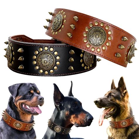Genuine Leather Durable Dog Collar Spiked Studded In 2020 Large Dog