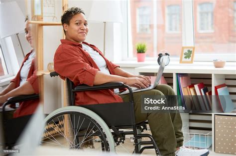 Disabled Woman Communicating Online Stock Photo Download Image Now