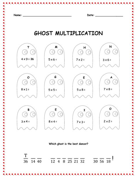 Multiplication Worksheets For Halloween