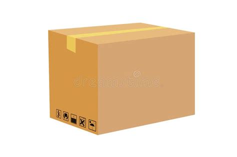 Simple Vector Closed Brown Cardboard Box And Handling Ins Stock Vector