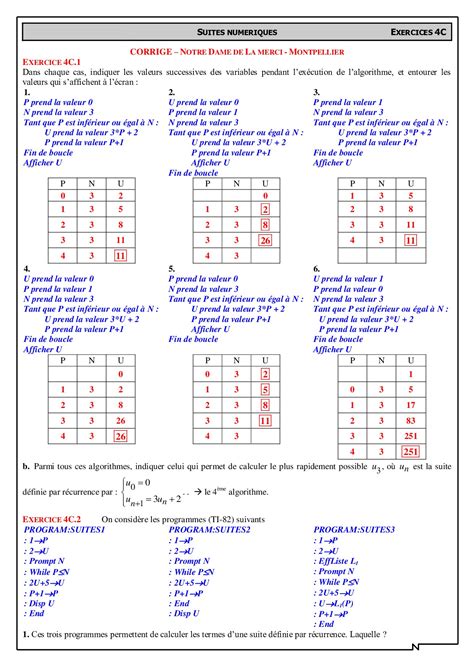 Choisir le bon algorithme Corrigés d exercices Allobabe