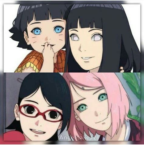 Himawari And Hinata Sarada And Sakura Naruto Sasuke Sakura Naruto Cute