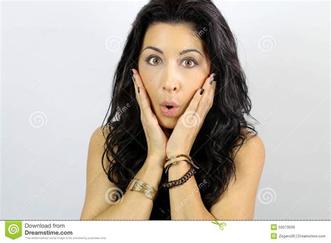 Brunette Woman Surprise Stock Image Image Of Person