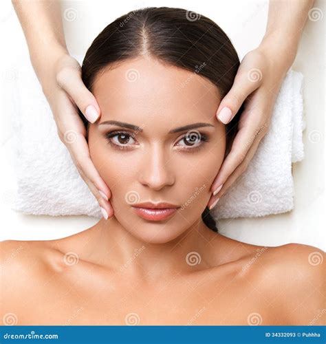 Face Massage Close Up Of A Young Woman Getting Spa Treatment Stock Image Image Of Person