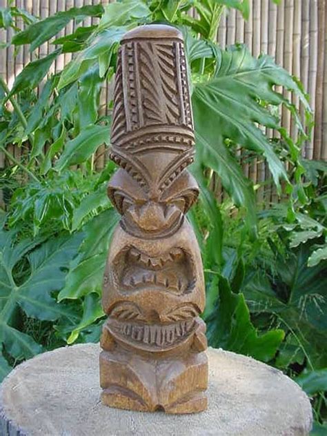 Vintage Hand Carved Hawaiian Tiki Statue Polynesian Wood