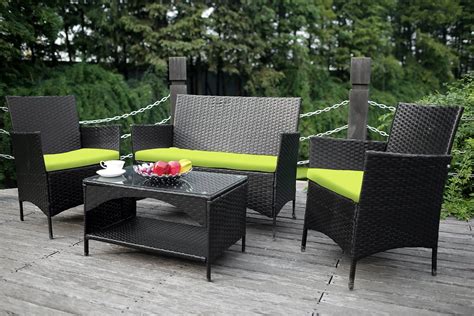 Amazon Com Merax 4 Piece Outdoor PE Rattan Wicker Sofa And Chairs Set