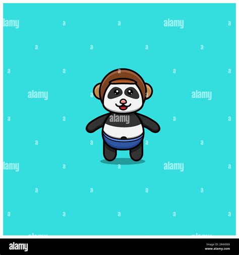 Cute Baby Panda Wearing Helmet Character Logo Icon And Inspiration