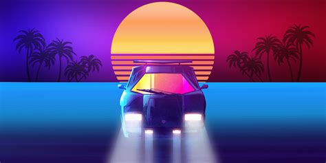 Lamborghini Countach Synthwave Wallpaper