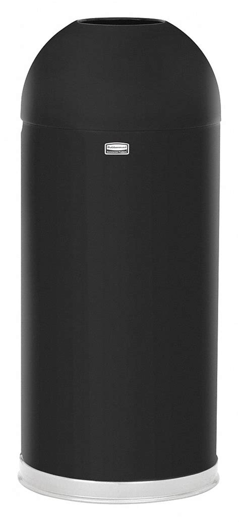 Rubbermaid Commercial Products 15 Gal Round Trash Can Metal Black