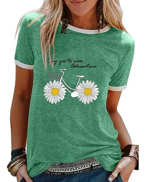 Womens Floral Daisy T Shirt Daily Tops T Shirts For Women Floral Print Shirt Casual T Shirts