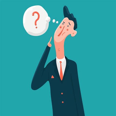 Premium Vector Thinking Business Man With Question Mark Cartoon