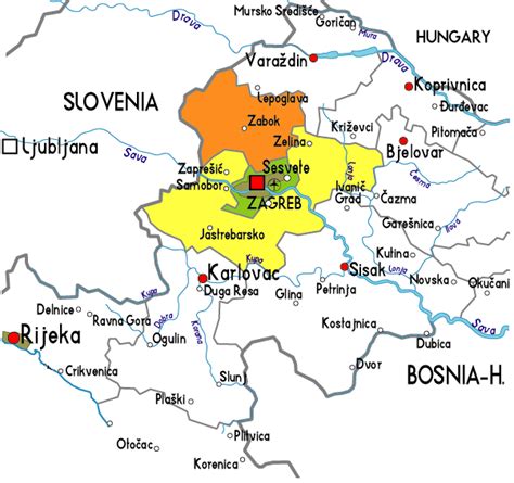 Map Of Zagreb Province Area Maps Of Croatia Region City Political