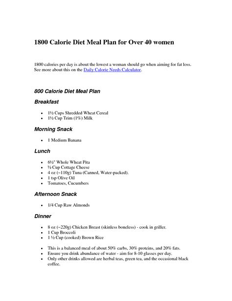 1800 Calorie Diabetic Diet Meal Plan Sample