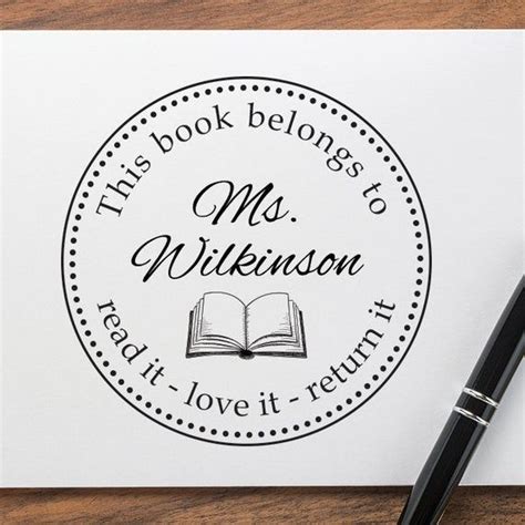 Self Inking Custom Library Stamp Personalized Book Stamp Etsy