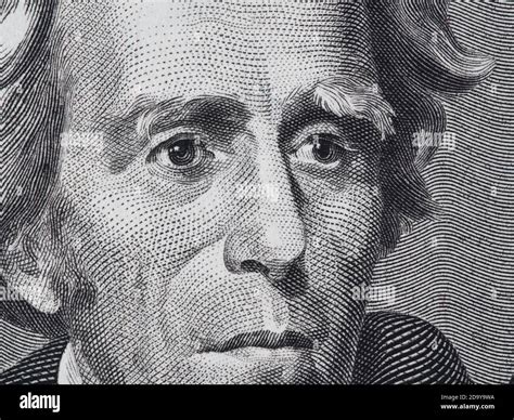 Us President Andrew Jackson Face On Twenty Dollar Bill Macro 20 Usd