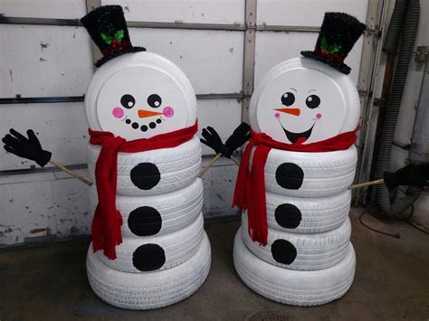 Tire Snowman Made For Auto Repair Christmas Decorations Diy Outdoor