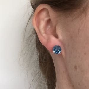 Aquamarine Swarovski Crystal Large Faceted Round Stud Earrings Etsy