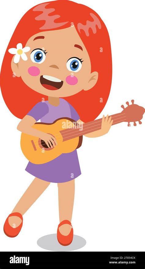 Cute Little Girl Playing Guitar Stock Vector Image And Art Alamy