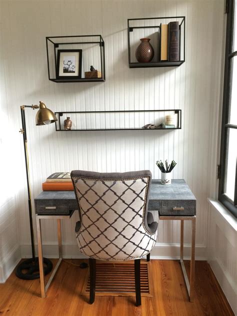 Contemporary Home Office Nook Features Floating Shelves Hgtv