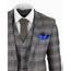 Mens Grey 3 Piece Tweed Check Suit  Happy Gentleman