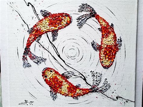 Koi Fish By Abstract Oil Painting Original Etsy