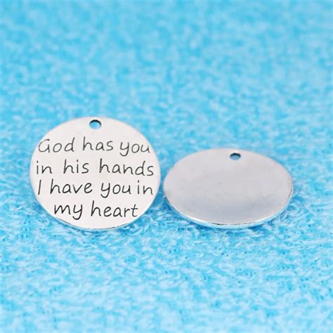 10pcs 23mm God Has You In His Hands I Have You In My Heart Word Charms
