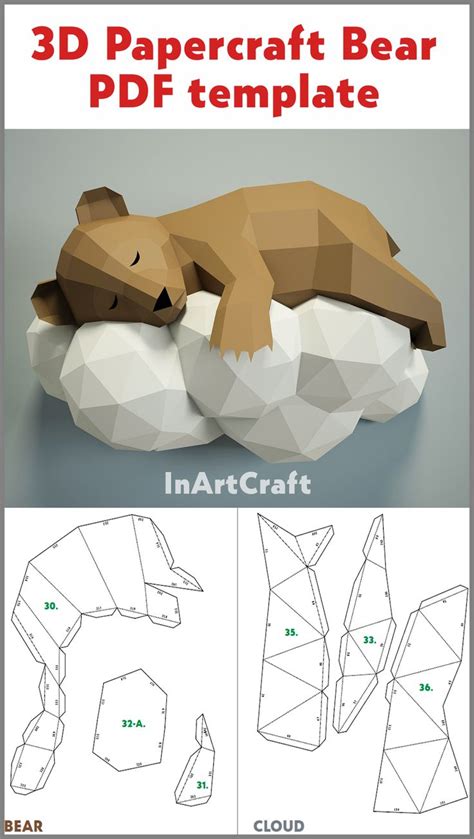 The Paper Craft Bear Is Laying On Top Of An Egg With Instructions To