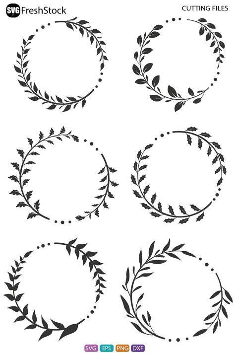 Decorative Leaf Wreath Floral Frame Set Design Vector Illustration