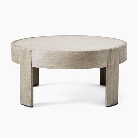 Portside Outdoor Round Concrete Coffee Table Weathered Grey West