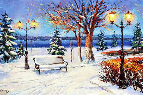 Winter Night Oil Painting On Canvas By Dmitry Spiros