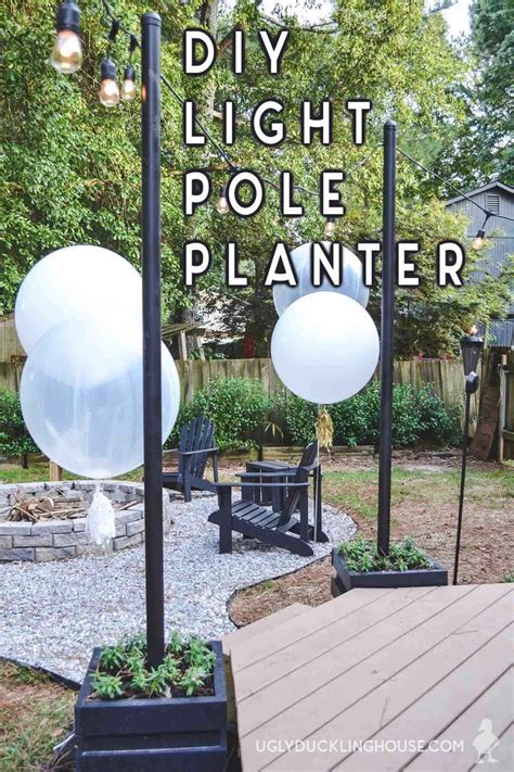 Diy Outdoor Light Pole Planters Around The Deck Hanging