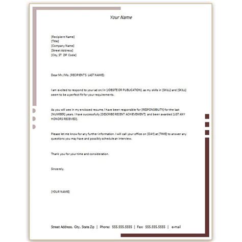 Free Microsoft Word Cover Letter Templates Letterhead And