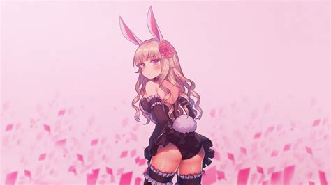 Wallpaper Blonde Anime Girls Bunny Ears Pink