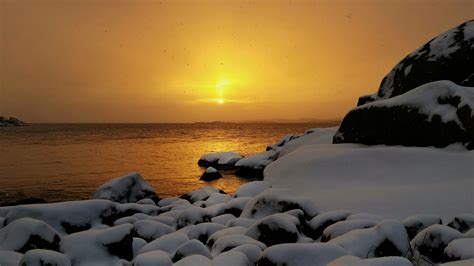 Wallpaper Winter Light Sunset Sea Sky Sun Snow Seascape