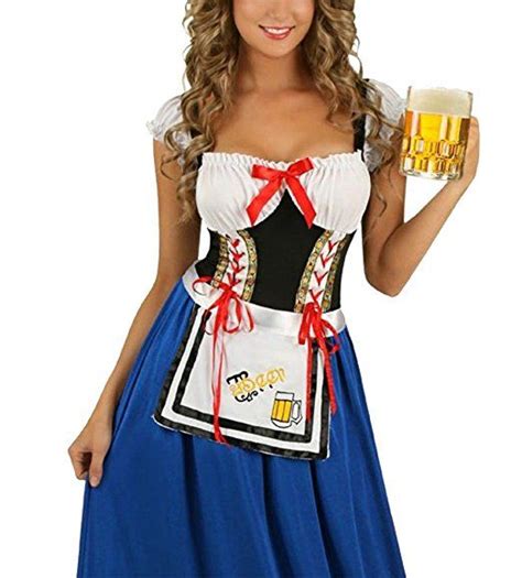 halloween kostüm damen faschings karneval kostüm oktoberfest tracht kleidung blau s