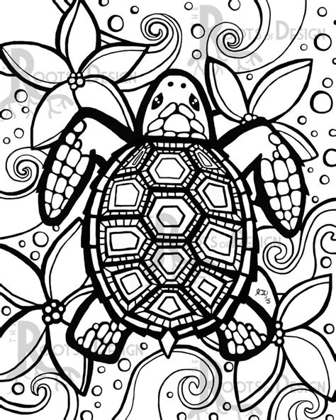 Not a shy guy is he? INSTANT DOWNLOAD Coloring Page - Turtle zentangle inspired ...