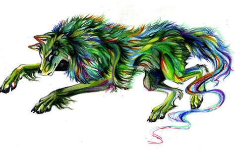 Green Rainbow Wolf By Lucky978 On Deviantart